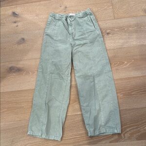 Zara Green Casual Wide-Leg Bottoms